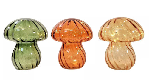 16cm glass mushroom shaped led - 16cm,