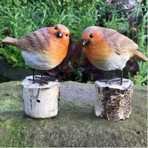 Two robin log - robin, on