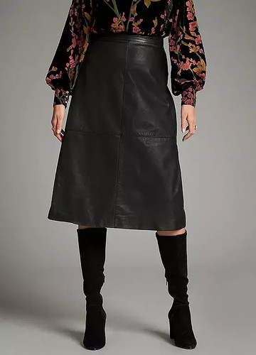 Together black leather skirt - leather,