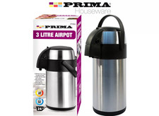 3L PRIMA STAINLESS STEEL AIRPOT HOT TEA COFFEE DRINKS PUMP VACUUM FLASK JUG