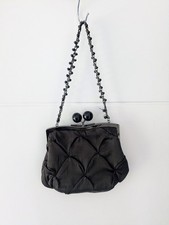 Fenn Wright Manson Silk Evening Beaded Bag Dark Brown Kiss Clasp