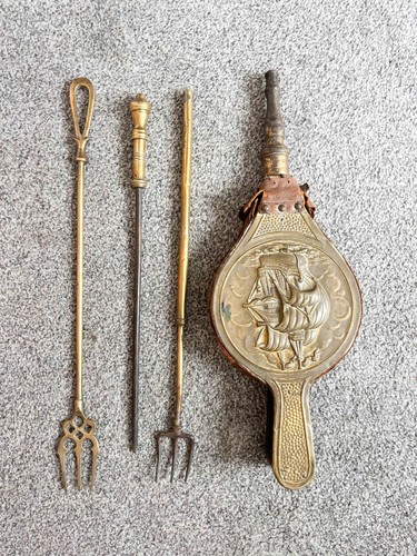Antique brass fireplace - brass,