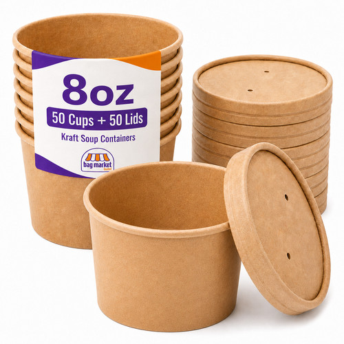 8oz kraft soup containers - soup, and