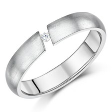 4.5mm Titanium Diamond Ring Tension Set Unisex Wedding Ring Band