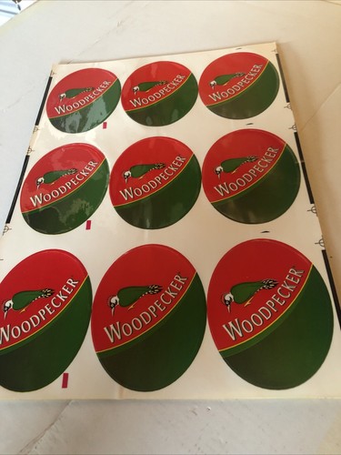 Woodpecker cider stickers - x9,