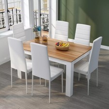 Oak Dining Table and 6 White