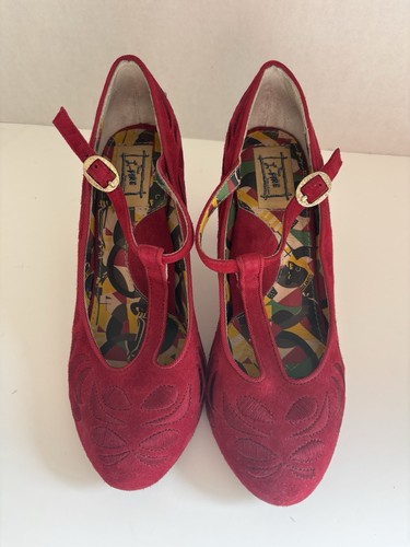 Miss fire embroidered suede - l,