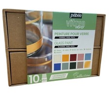 Pebeo Vitrea 160 Glass Painting Collection Set 10 x 45ml Water Based Craft Paint