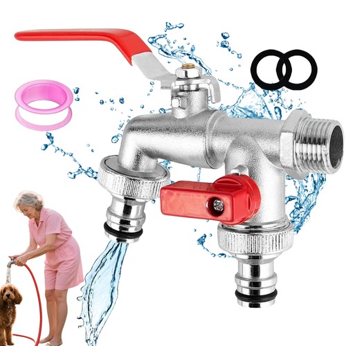 Double garden tap with - tap,