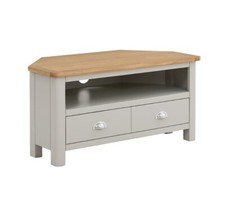Grey Oak Corner TV Stand Table Norbury Homebase - Ex Display Unboxed *Damage