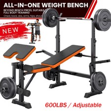 600lbs Weight Bench Adjustable Bench Press Set with Squat Rack Olympic Workout