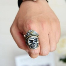 Mens CAPTAIN Skull Two Tone