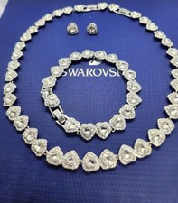 Tennis Necklace Earrings Heart Angelic Bridal Mother S Bracelet Set Inspired 3pc