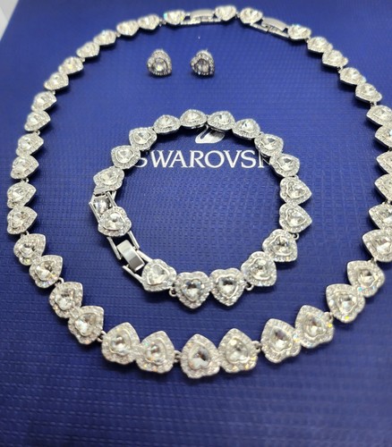 Tennis necklace earrings heart - earrings,