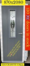 NEW SOLIDOR FLINT GRANITE GREY COMPOSITE DOOR WHITE PVC FRAME 870 X 2080