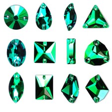 Mixed Shapes Emerald Sew On Rhinestones Sewing Glass Crystals Flatback Beads