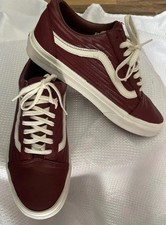 Vans Old Skool Moto Leather Size 5.5 Red White Athletic Shoes Sneakers