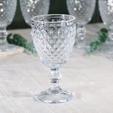 Vintage Coloured Wine Glasses Goblet Set – Embossed  Hobnail  Retro Barware