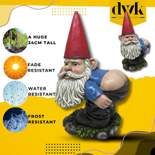 Naughty Garden Gnome Statue Rude Mooning Gnomes Ornament Cheeky Funny Outdoor