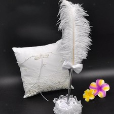 Wedding Pen Set, Feather Pen Romantic White Feather Guest Pen Set for Wedding