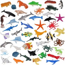 46 Pcs Mini Sea Animals, Tiny Marine Animal Figurines, Plastic Ocean Toys for Aq