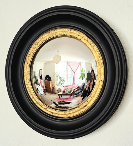 Vintage black gilt convex - vintage,