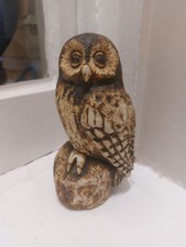 Vintage Heavy Stoneware Owl Danmark Signed To Base Beautiful Bird Collectable