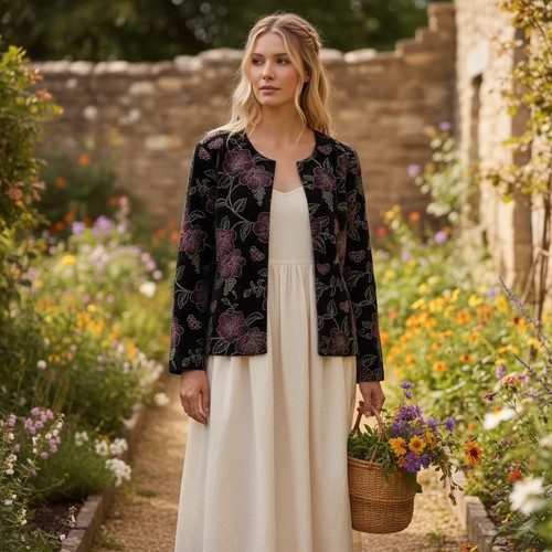 Vintage floral embroidered - floral,