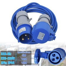 5M/10M/15M Heavy Duty Hook Up Caravan Cable Camping 32 Amp 240V Mains Extension