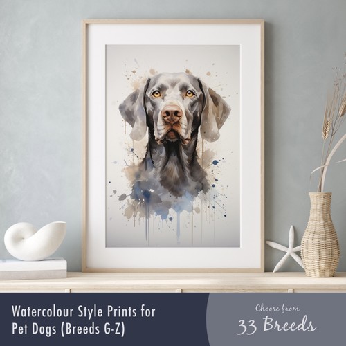 Dog watercolour style print - dog,