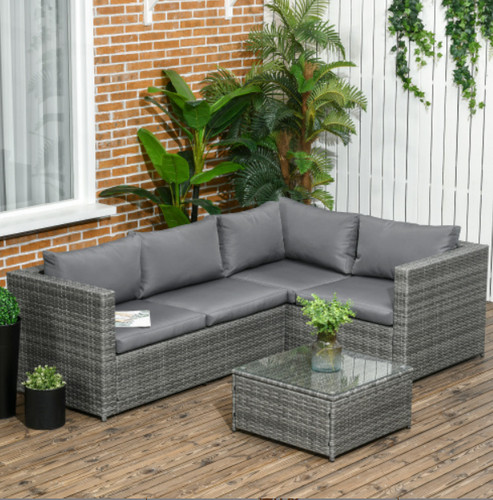 Rattan garden furniture set - garden,