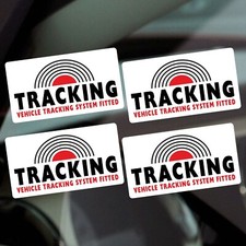 4 x Signs Vehicle Tracking System Fitted Stickers Warning On Board GPS Tracker