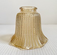 Vintage Amber Iridescent Hobnail Bell Shaped Glass Light Shade Fan 2 1/8" Fitter