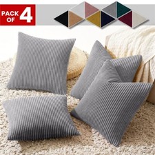 Cushion Covers 18x18" Pack of 4 Velvet Filled Cushions Square Sofa Pillows Cases