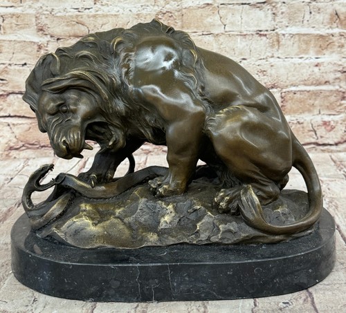 Signed barye snake and lion - barye,
