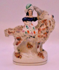 Antique Staffordshire Flatback Pottery, Princess Victoria on a Goat