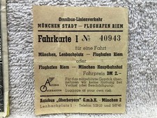 1940's 1950's 1960's Omnibus Germany Bavarian Alps Munich Bus Ticket Stub Vtg