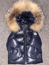 Blue Moncler Coat with fur hood size 9-12 months 