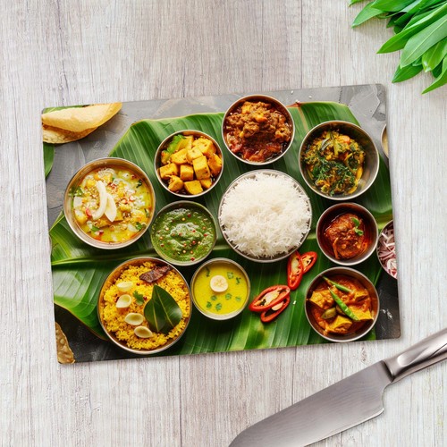 South indian thali - south, banana