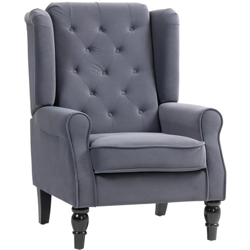 Vintage grey wingback armchair - grey,