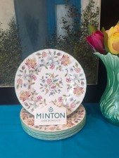 6 x MINTON Haddon Hall Green Bone China Salad / Dessert Plates - 8"/ 20.5cms