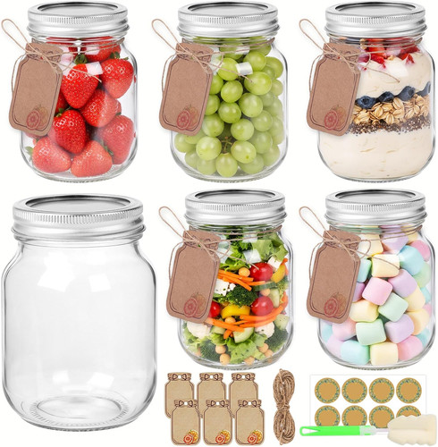Glass mason jars - jars, 16oz,6