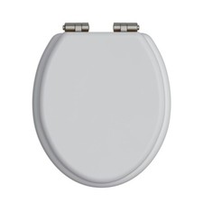 Heritage Wood Toilet Seat Soft Close Brushed Nickel Hinge White Gloss TSWGL103SC