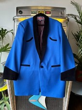 TEDDY BOY DRAPE JACKET . ROYAL BLUE With BLACK VELVET  ROLL COLLAR   SIZE 52 .