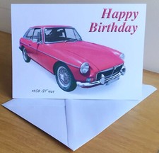 MGB GT 1969 - 5 x 7in Happy Birthday, Anniversary, Retirement or Blank Card