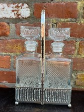Vintage Silver Plated & Glass Decanter Set, 30 cm high, 18 cm long.