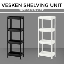 IKEA Plastic Shelving Unit 4 Tier Heavy Duty Garage Storage Rack Home Organizer
