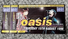 Oasis Cork Thursday 15th August 1996 Unused Ticket Double Stub ‘Complimentary’