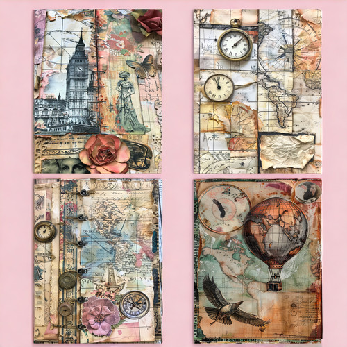 Vintage travel card toppers - card,