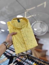 Men's Heavy Roman Silk Kurta Pajama Set Elegant Ethnic Wear For Party Festival